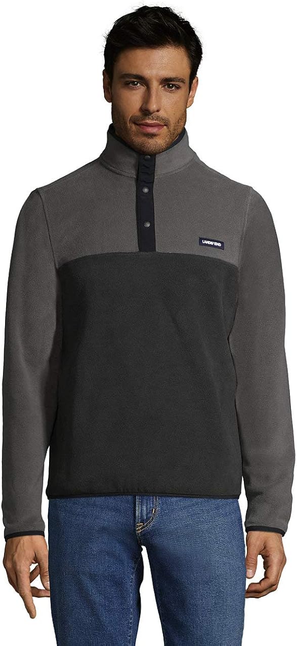 Lands' End Men's Fleece Heritage Snap Neck Pullover Jacket Amazon.ca