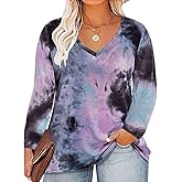 RITERA Womens Plus Size Tops Long Sleeve Shirts V Neck Tunics Fall Casual Pullover Loose Fit Basic Tshirt XL-6XL 14W-30W