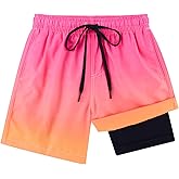 Cozople Boys Swim Trunks Compression Liner Swim Shorts Quick Dry Bathing Suit with Boxer Brief Swimwear 2-20T