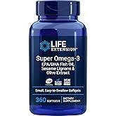 Life Extension Super Omega-3 360 Softgels, Easy to Swallow, EPA/DHA Omega3 Fish Oil, Sesame Lignans & Olive Extract