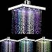 Color Changing Shower heads RGB Flash Square 8-inch Chrome for Bathroom