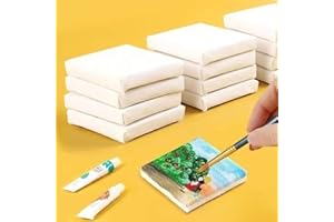10PCS Mini Canvases for Painting – 3.94 x 3.94 in Bulk Small Square Stretched Canvases, 2/5 in Thick Blank Canvas for Art Sup