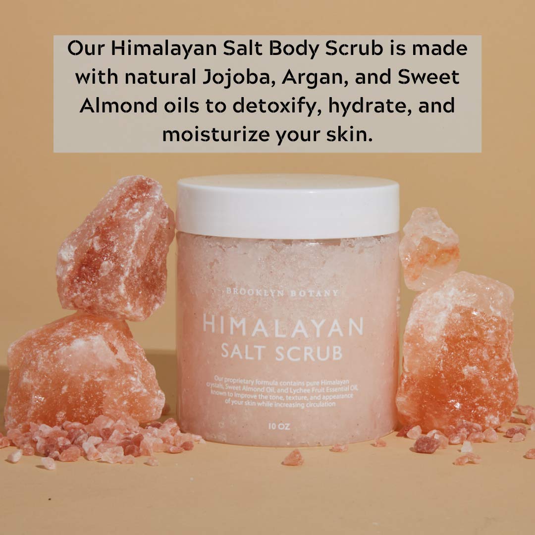 Brooklyn Botany Himalayan Salt Exfoliating Body Scrub & Foot Scrub - All Natural Exfoliator, Moisturizes With Sweet Almond Oil - Scrub Away Dead Skin - Great Gifts For Women - 10 oz : Beauty