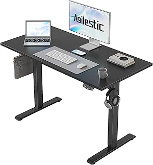 Agilestic Elektrischer Stehschreibtisch, L-förmiger 150 cm höhenverstellbarer Schreibtisch, Sitz- und Stehtisch für Home Office, ergonomischer aufsteigender Computertisch mit Splice Board, Schwarz