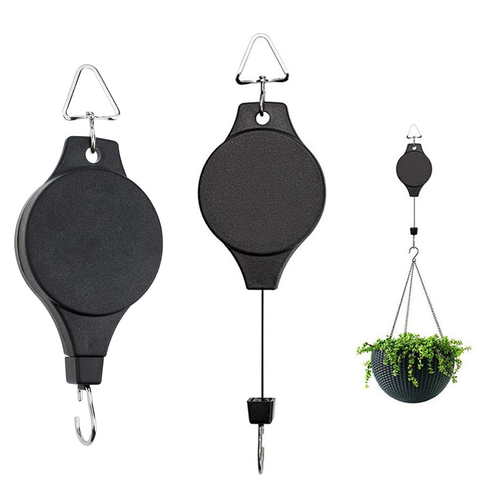 2Pcs Pull Down Plant Pulley Adjustable Hanging Basket Pulley Heavy Duty Plant Hook Pulley Durable Plant Pulley Retractable Hanger for Plant Hanger Baskets