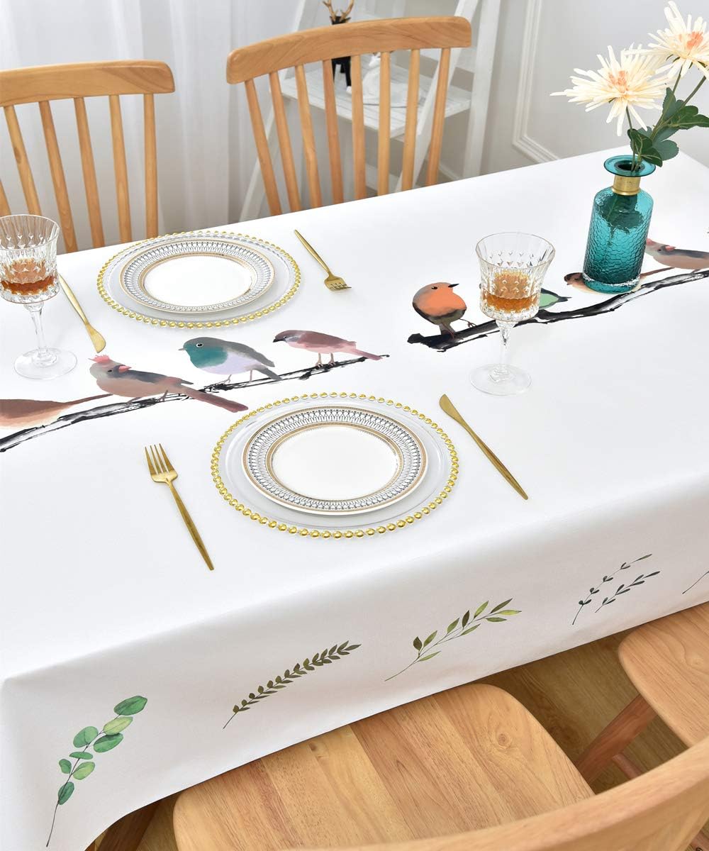 Yofori Table Cloth Plastic Tablecloth Wipeable PVC Wipe Clean WaterProof Table Cover (Bird, 137x250cm), 98.4 x 53.9 inch (Rectangular) - Image 4