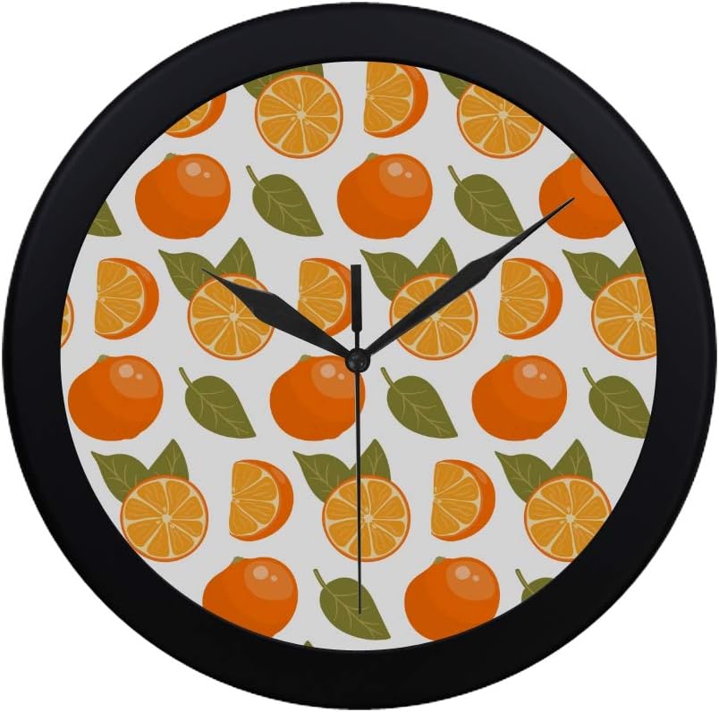 Chawzie Modern Simple Slice Orange Delicious Pretty Fruit Wall Clock Indoor Movement Wall Clcok for Office,Bathroom,livingroom Decorative 9.65 Inch