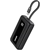 Anker Power Bank,10,000mAh 30W with USB-C Travel Essential Portable Charger | 30W Portable Charger with USB-C Input and Output for iPhone 17 / 16, Galaxy, and More (Black)
