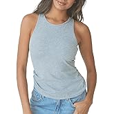 Klassy Network Loose High Neck Brami Tank-Top for Women - Built-in Bra Racerback Full Length Tank with Straps