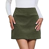 Yousify Womens Corduroy Mini Skirt Casual High Waisted Bodycon A-Line Short Pencil Skirts