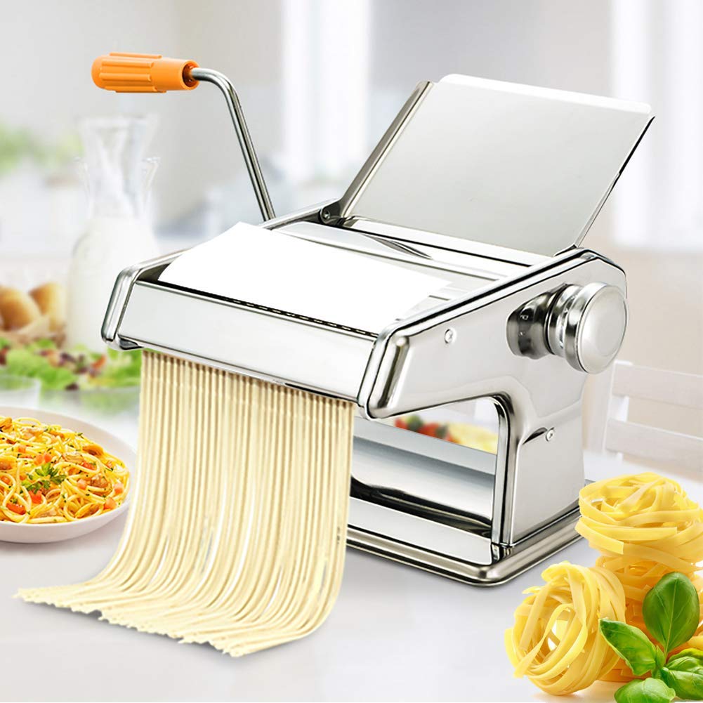 Pasta Maker Machine Pasta Maker Sturdy Handmade Noodle Cutter 3 in 1 Stainless Steel Manual Fresh Pasta Making Machine Dough Roller Lasagna Spaghetti Tagliatelle Fettuccine 0.5-3 mm Thickness