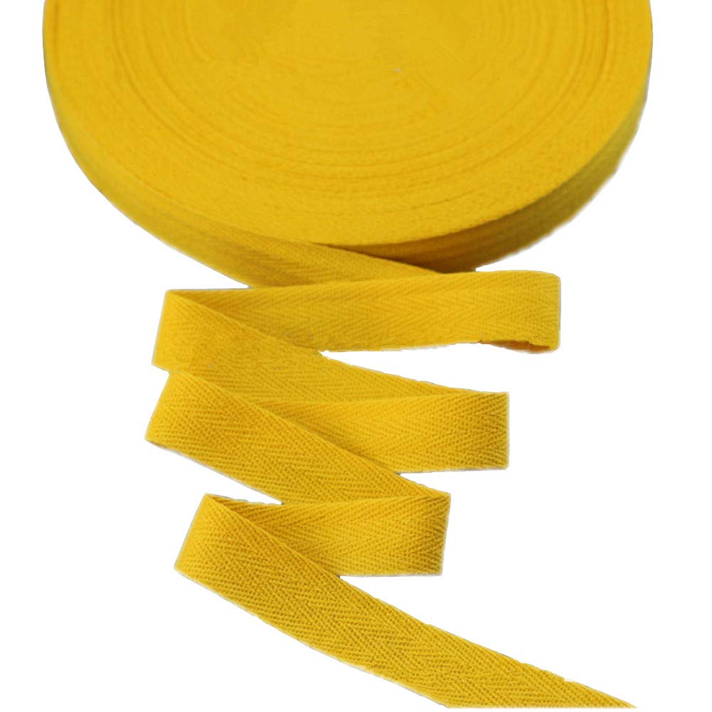 45meters Cotton Ribbon Herringbone Webbing Trim Fabric Tape Tapestry for Bias Binding Gift Wrapping Embellishment Craft Width 20mm (Gold)