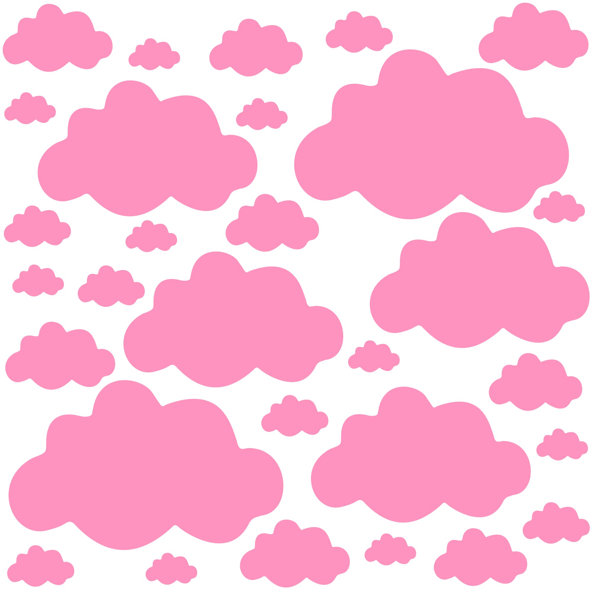 PREMYO Set of 30 Cloud Wall Stickers Kids - Nursery Decor Easy to Apply - Decals for Bedrooms for Girls Rose