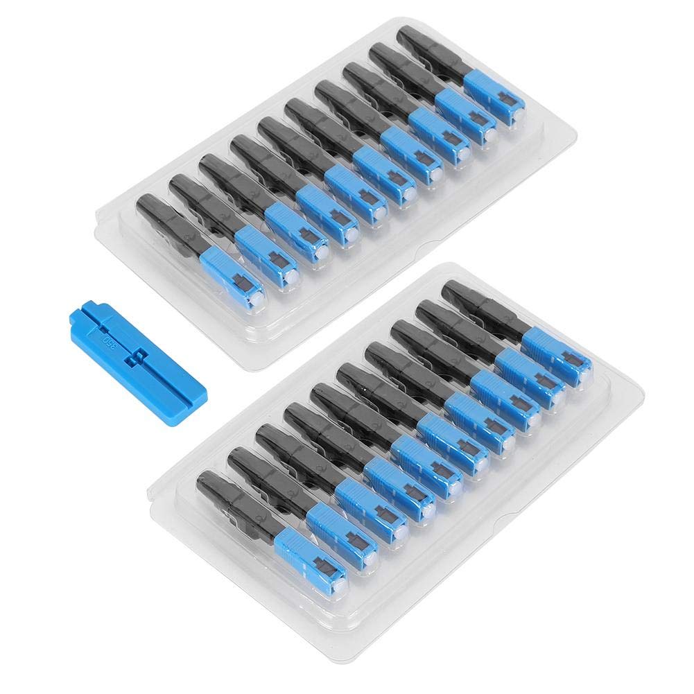 ASHATA 20Pcs Optic Fiber Connectors,Telecommunications-Grade Optic Fiber Quick Connectors Embedded Reusable Connectors SC/UPC
