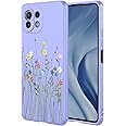 HTXWXJC Phone Case for Xiaomi 11 Lite Case, M2101K9AIG M2101K9GCR Case Shockproof Flexible Bumper TPU Soft Case Flower Pattern Phone Cover for Xiaomi Mi 11 Lite Purple Flower