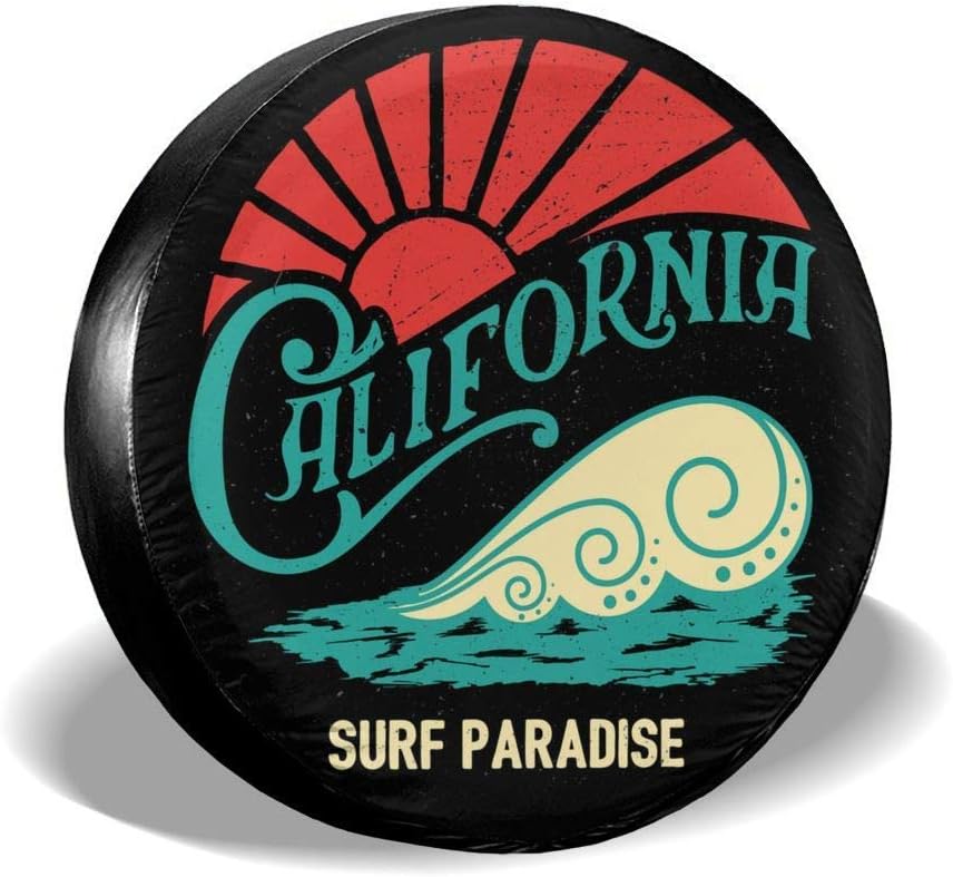 MOTALIN California Vintage You Design Personalized Tire Cover PVC Leather Waterproof Dust-Proof Wheel Tire Cover Fit for Jeep Wrangler Camper 15In
