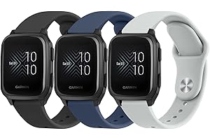 Wanme Bands for Garmin Venu 2 Plus / Venu Sq / Venu / Vivoactive 3 Watch Band Women Men, 3 PACK Soft Silicone Replacement Wristband Sport Strap for Garmin Vivomove Sport, Vivoactive 3 Music, Forerunner 645 / 245 Music Smart Watch