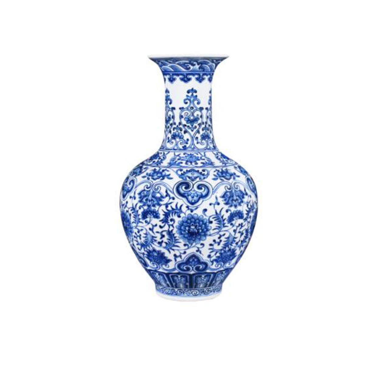 ご予約品 Blue B07sqnwdck Blue Color 中華風 花瓶 の装飾 景徳鎮セラミックス アンティーク清皇帝銭龍青と白の縁起の良いパターン 大きな花瓶中国風のリビングルーム 家の装飾の装飾品 青と白のモデル Shengshihuizhong フラワーベース花器 Wwmp Org Za