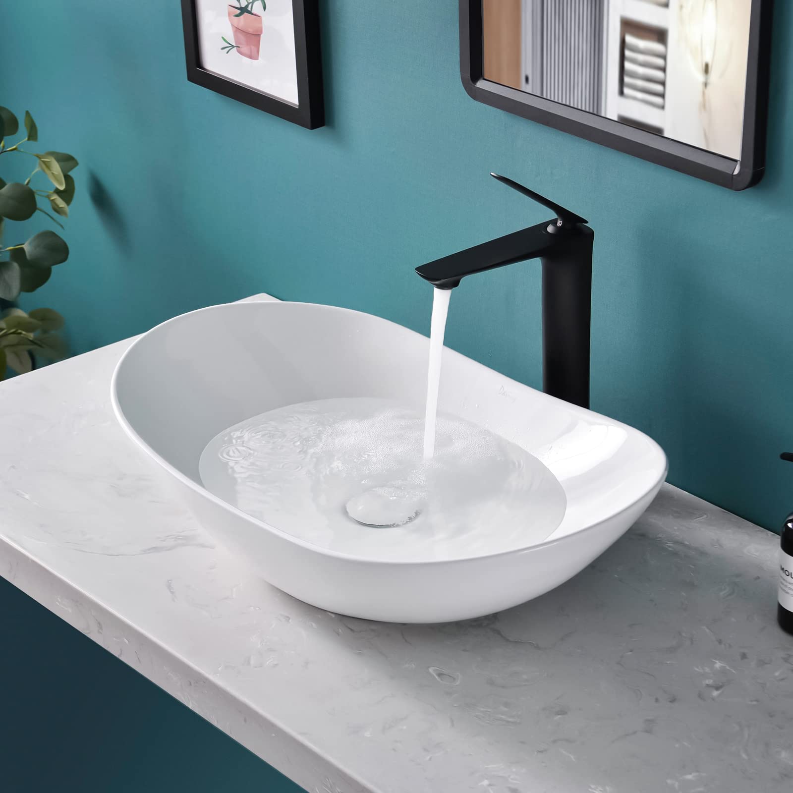Tysun Oval Vessel Sink, 24'' x 14'' Modern Bathroom Vessel Sink, Above ...