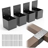 YEOOE 4 Pack Pergola Brackets 4x4 (Actual: 3.5x3.5 Inch), Rafter Post Bracket for Deck Railing, Wall Mount Kit for Lumber Gazebo Sunroom Carport