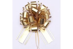 HQJAXJ 6 PCS Pull Bow,Gold Gift Bows for Presents 6 inch Pull Bow for Gifts Wrapping Party Gift Boxes Bow Basket Packaging Bows for Valentine's Day Presents Flower Decorations (gold)