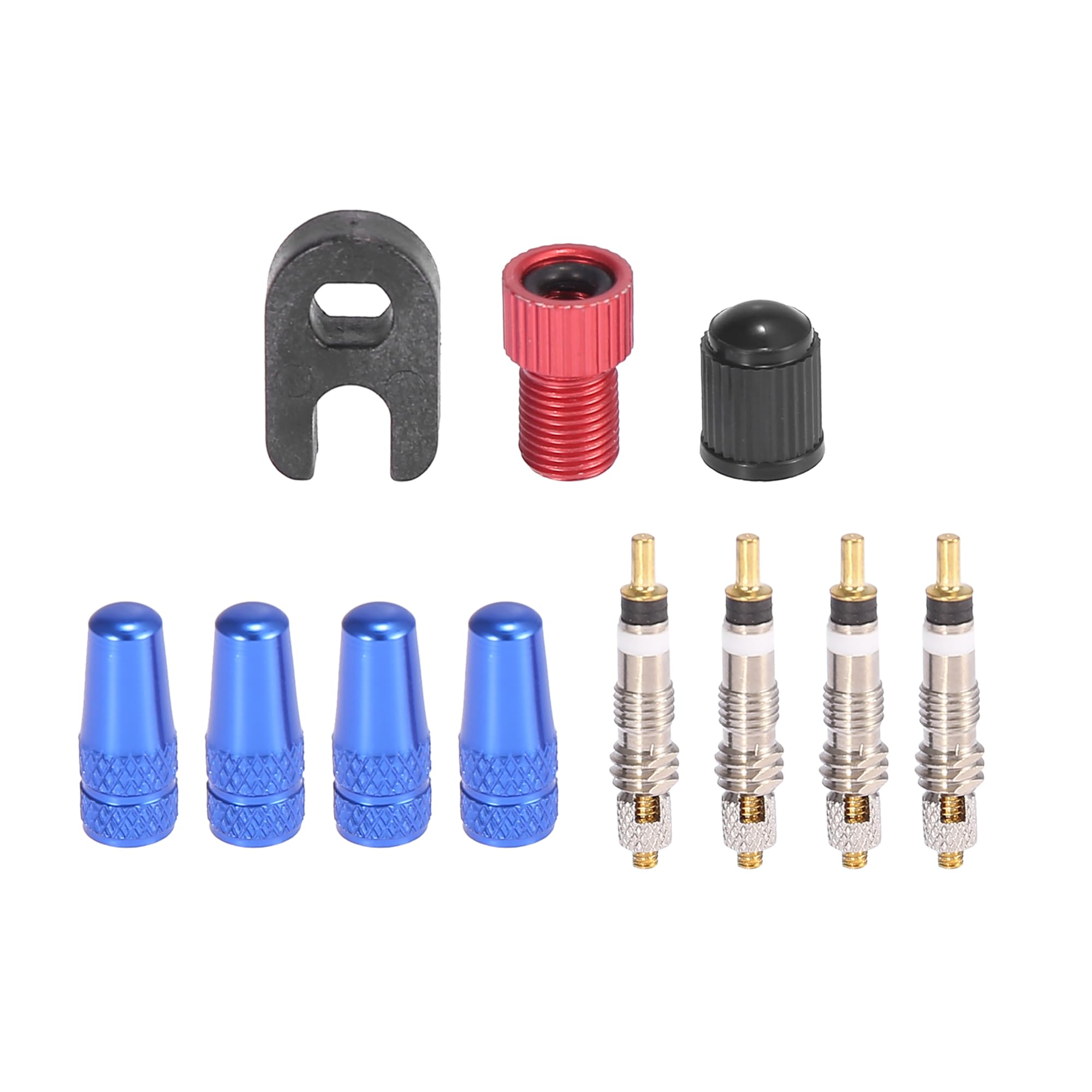 X AUTOHAUX 11pcs Air Inflator Adapter Valve Core Blue Cap for Bike Tire Valve