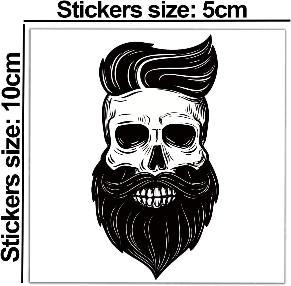 SkinoEu® 2 x Vinyl Self-Adhesive Stickers Skull Beard Modern Laptop iPad Car Window Auto Moto Motorcycle Helmet Bike Skate Truck Racing Tuning B 136 Z* - Image 3
