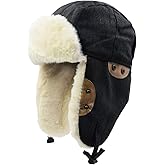 Sandy Ting Ushanka Trapper Hat for Women Men with Faux Fur Outdoor Winter Aviator Hat