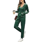 ouansyltg Velour Tracksuit Womens 2 Piece Outfits Velvet Sweatsuit Full Zip Up Hoodie Jacket Jogger Lounge Set