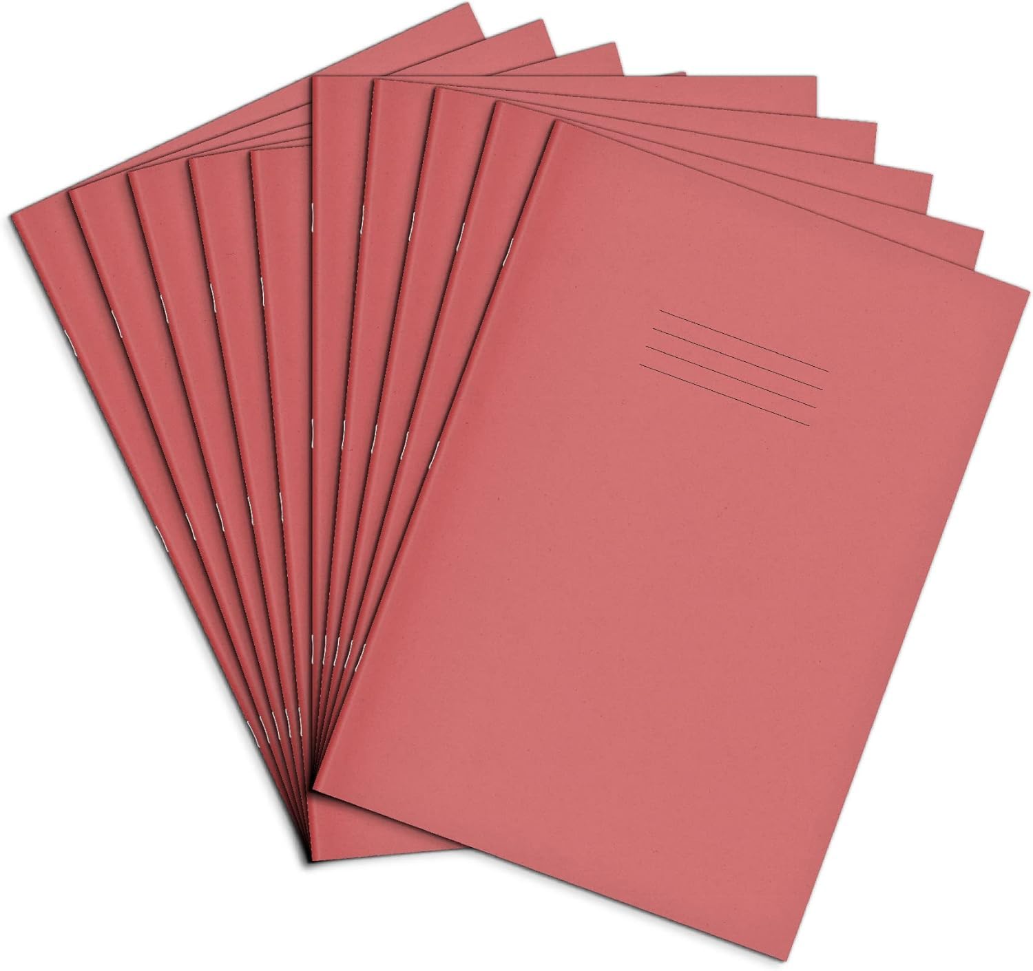 Rhino A4 Exercise Books, 64-Page / 8mm Lined with Margin Paper Notebook, 10-Pack, Office & School Stationery Supplies, Pink