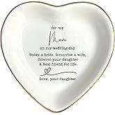To My Mom on Wedding Day Ring Dish - Mother of the Bride Gift From Daughter, Jewelry Dish for Bonus Mom, Stepmom or Birthday Present