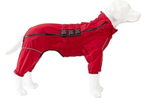 LOVELONGLONG Dogs Waterproof Jacket, Lightweight Waterproof Jacket Reflective Safety Dog Raincoat Windproof Snow-Proof Dog Vest for Small Medium Large Dogs Red 5XL