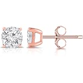 0.15 to 0.25 Carat Lab Grown Diamond Round Stud Earrings in 14k Gold (G-H, SI1-SI2, cttw) 4-Prong Basket Push Back by Diamond Wish