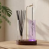 Glass Glowing Incense Holder - Modern Double Tube Incense Stick Burner with Ash Catcher - Aesthetic 2-in-1 Fragrance Display for Palo Santo, Sage & Candles - Zen Decor for Yoga & Meditation