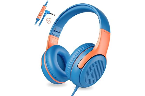 awatrue Kids Headphones with Microphone, Wired Headphones for Kids 85/94dB Safe Volume Limit, Over Ear Headsets, Boys Girls C