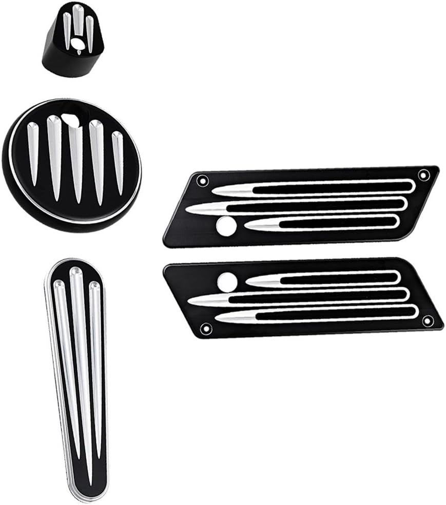 Combo CNC Black Fuel Door + Dash Insert + Ignition Switch Cover Compatible with 2008-2013 Harley FLHX FLHT FLTR FL