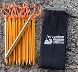 Adventure Gear Outfitter 10 Aluminum Tent Stakes with Stuff Sack - Ultralight and Strong - Perfect for Camping and Backpacking