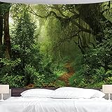 BJYHIYH Green Forest Tapestry Tree Landscape Large Tapestries Misty Nature Tapestry Wall Decor for Bedroom Living Room Dorm(90.6"&times;59.1")
