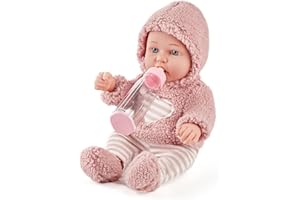 Enjoyin 12 Inch Baby Doll Set for Girls – Washable Accessories Includsd Pink Cloths, Pacifier, Blanket, Feeding Bottle – Idea