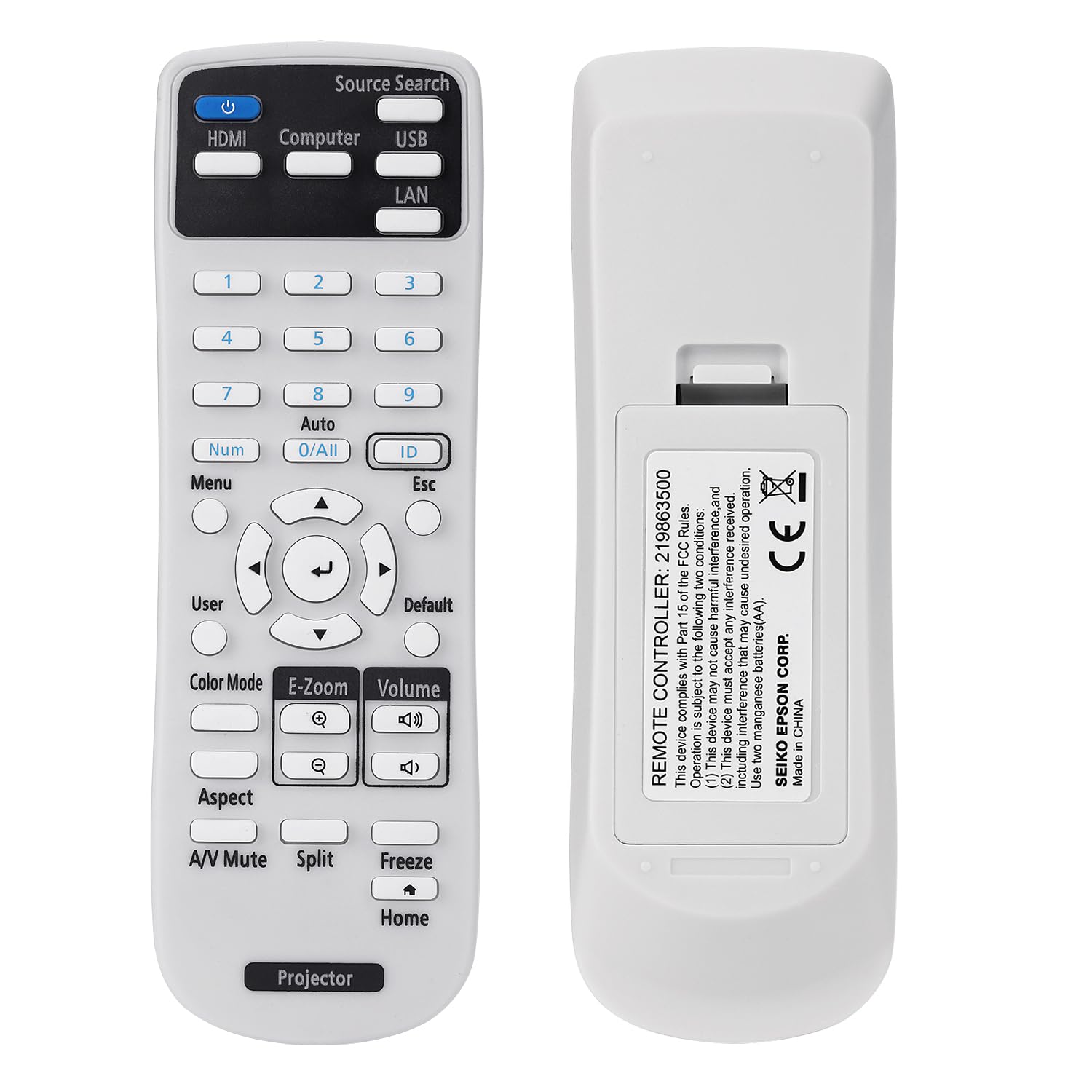 Aimdio 219863500 Projector Remote Control for Epson EB-E01 EH-TW740 TW750 TW710 EB-W06 W49 W51 W52 X06 X49 X51 X500 E10 E20 E500 FH06 FH52 EB-720 725W 725Wi 735F 735Fi 972 982W 992F EB-1480Fi 1481Fi