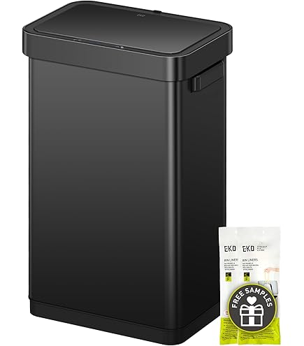 EKO Madison Matte Black 50 Liter/13.2 Gallon Step Trash Can with
