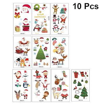 Amazoncom Nuobesty 10pcs Christmas Tattoo Stickers