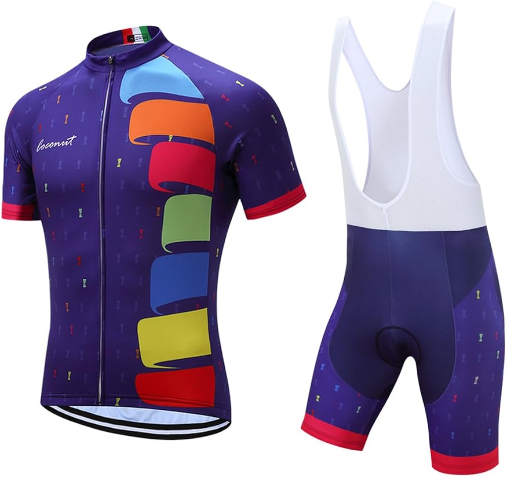 Men's Cycling Jersey Set Road Bike Jersye Short Sleeves Cycling Kits + Bib Shorts with 3D Padded: Clothing