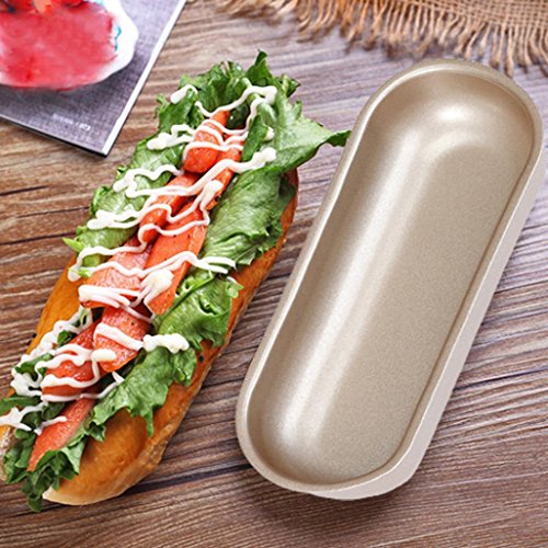 image for ChainSee Carbon Steel Hotdog Bread Loaf Bun Cake Mold Non Stick Bakewa