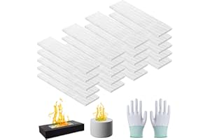 AIHSUMC 20 Pcs Ceramic Wool Wick for Tabletop Fire Pit, Carbon Felt Wick for Ethanol Fireplace Fuel Bioethanol Fuel to Extend Burning Time, Ceramic Fiber Insulation Wool Wick Sponge（8" L×2" W×0.2" H）
