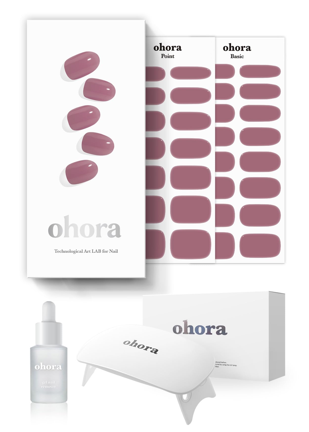 Photo 1 of ** MISSING GEL ** ohora Semi-Cured Gel Nail Strips Value Set (N Bare Plum Starter Kit) Includes Full Size Lamp and Mini Remover, Salon-Quality, Long Lasting, Easy to Apply & Remove