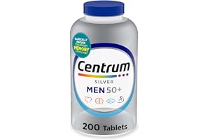 Centrum Silver Men's 50+ Multivitamin with Vitamin D3, B-Vitamins, Zinc for Memory and Cognition - 200 Tablets | Contains Vitamins D3, E, B6, and B12, Gluten Free, Non-GMO Ingredients, GLP-1 Support