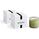 LAFCO New York Classic Candle, Fresh Cut Gardenia - Pack of 2, 6.5 oz - 50-Hour Burn Time - Reusable, Hand Blown Glass Vessel - Made in The USA