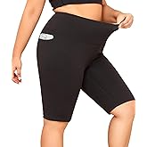 LALAGEN Women Plus Size Biker Shorts with Pockets - Tummy Control Gym Workout Running Yoga Volleyball Athletic Shorts