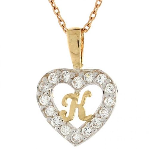 Amazon 14k Gold Letter k CZ Initial Heart Charm Pendant Jewelry
